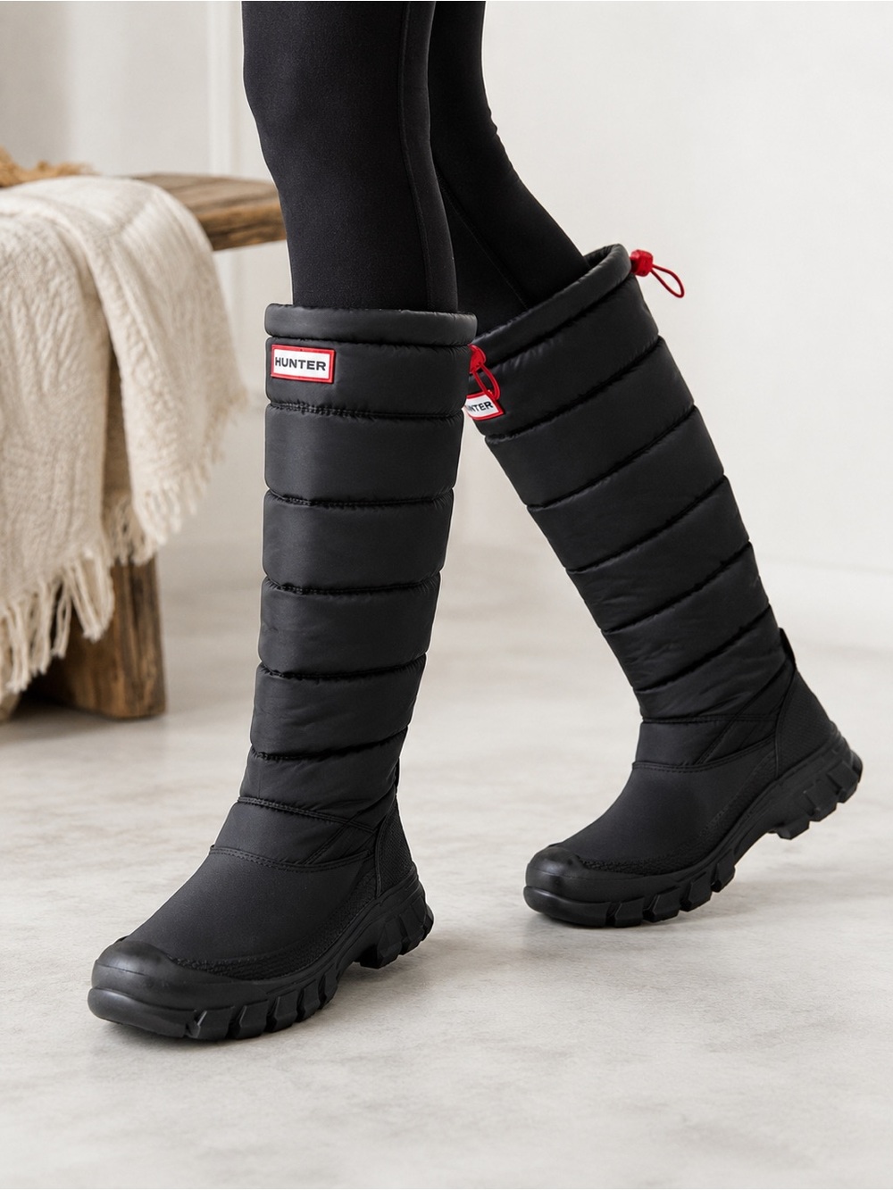 Hunter Intrepid Original Insulated Tall Snow Boots Black Waterproof US 6 EU 37